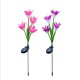 2PCS 4-head Solar-powered LED Lily Lawn Light with Colourful Light Waterproof Light Sensor Lamp Festival Yard Decoration Pink + purple