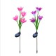 2PCS 4-head Solar-powered LED Lily Lawn Light with Colourful Light Waterproof Light Sensor Lamp Festival Yard Decoration Pink + purple