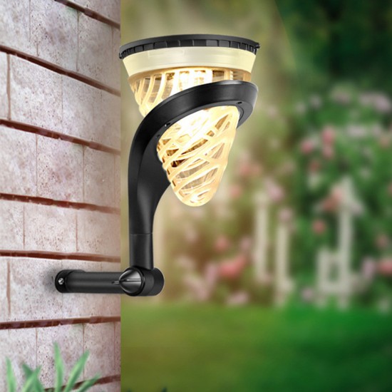 2Pcs 9Modes Dimming LED Solar Powered Lawn Light for Outdoor Garden Lighting Wall light + ground (white light + warm light)