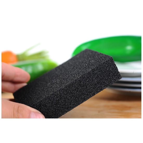 2Pcs Black Emery Sponge for Pot Pan Descaling Cleaning black