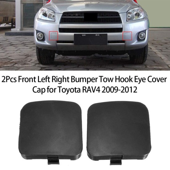 2Pcs Front Bumper Trailer Tow Hook Eye Covers Caps for Toyota Rav4 2009-2012