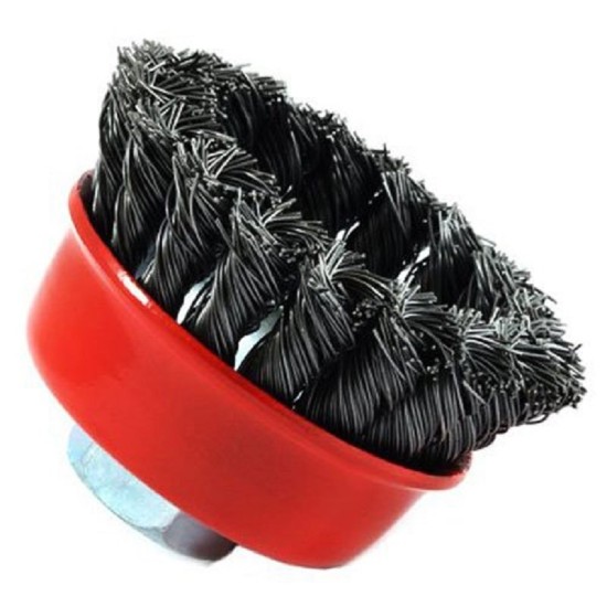 2Pcs M14 Crew Knot Wire Wheel Cup Brush Set for Angle Grinder Steel Wire Alloy Twisted Crimped Wire Brushes Kit 2pcs 75mm bowl brushes