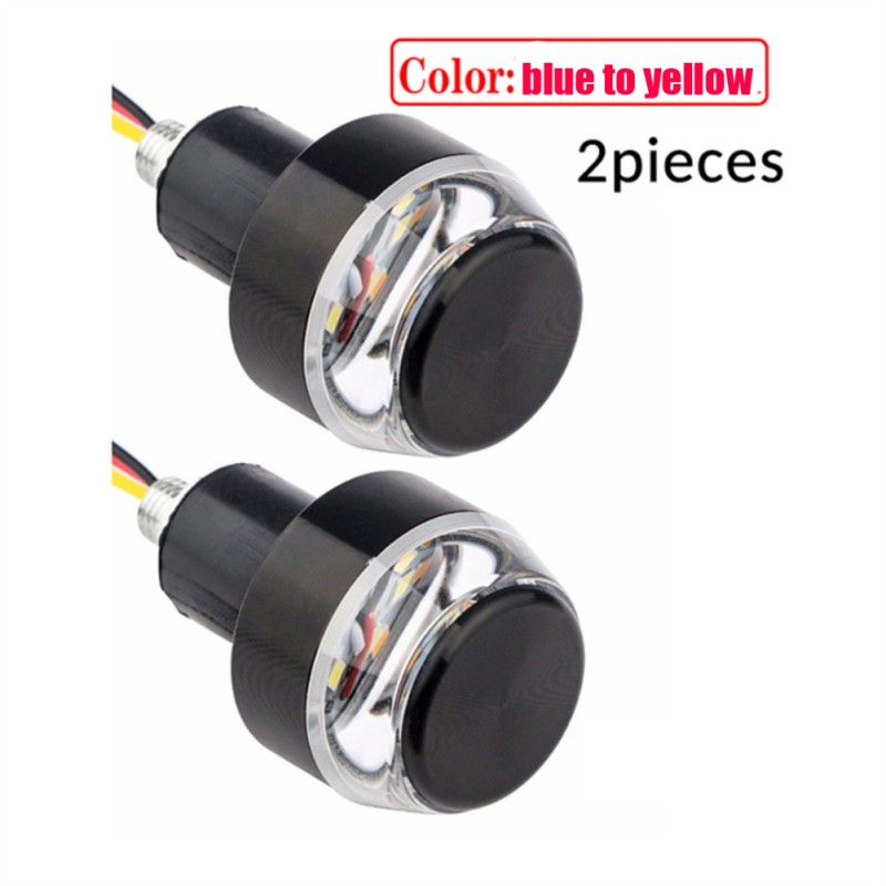 2pcs 12v Cnc Turn Signal Motorcycle Led Handle Bar End Blinker Flashing Lamp For 22mm Handlebar Signal Light 2 blue to yellow 2pcs 12v Cnc Turn Signal Motorcycle Led Handle Bar End Blinker Flashing Lamp For 22mm Handlebar Signal Light 2 blue to yellow