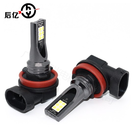 2pcs Car LED Headlamps Aluminium Alloy Car LED Fog Lights H8 H11 3030 12led High Power Headlights yellow_H8 / H11