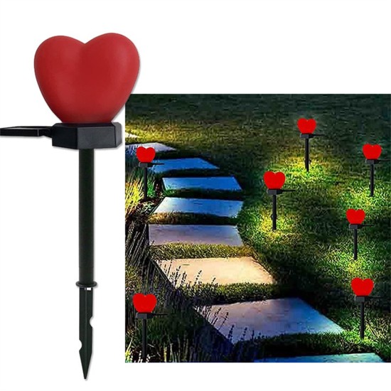 2pcs Solar Garden Landscape Light Waterproof Led Heart-shaped Romantic Outdoor Lamp Pink