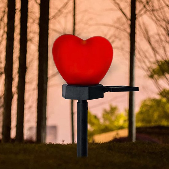 2pcs Solar Garden Landscape Light Waterproof Led Heart-shaped Romantic Outdoor Lamp Pink