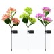 2pcs Solar Hydrangea Flower Light 3 Heads Lawn Lamps with Stake for Outdoor Garden Patio Country Decoration Blue