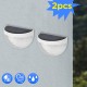 2pcs Solar Semi-circular Wall Light 6LED Waterproof for Stair Outdoor Fence Porch Garden White Shell Warm White