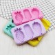 3 Cavities Silicone Ice Cream Mold Reusable Ice Cubes Tray Popsicle Mold with Stick random_Car Snowman Rabbit