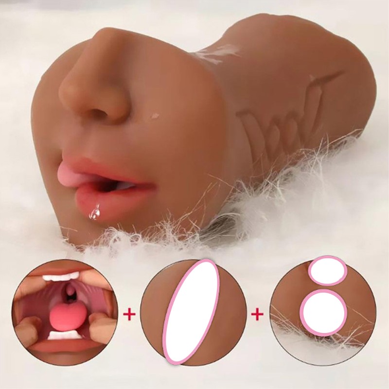 3 In 1 Men Silicone Oral Mouth Aircraft Cup Realistic Vagina Male Masturbation Device Double Hole Sex Toy Skin color 3 In 1 Men Silicone Oral Mouth Aircraft Cup Realistic Vagina Male Masturbation Device Double Hole Sex Toy Skin color