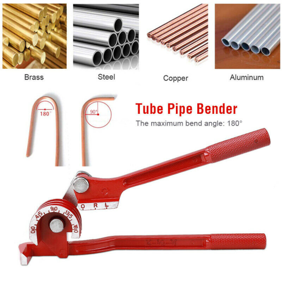 3 in 1 Tubing Pipe Bender 1/4in 5/16in 3/8in Tube Aluminum Copper Steel Fuel Brake Lines 180 degree inch three-in-one manual pipe bender