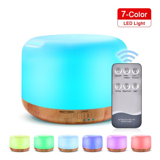 300ml Remote Control Wood Grain Household Fragrance Lamp Ultrasonic Mute Humidifier Light wood grain remote control_PSE Plug