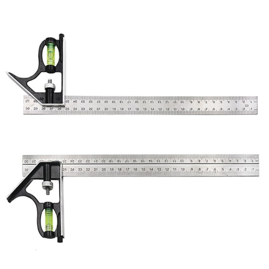 300mm Angle Ruler Built-in Spirit Level 45 Degree Woodworking Measuring Tools Set