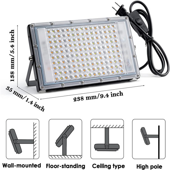 300w Led Grow Light Full Spectrum Energy Saving 380-840nm Sunlight Plant Grow Lamp EU plug