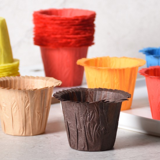 30pcs/pack Anti-oil Cups Thickened Greaseproof Paper Colorful Cake  Cups Orange