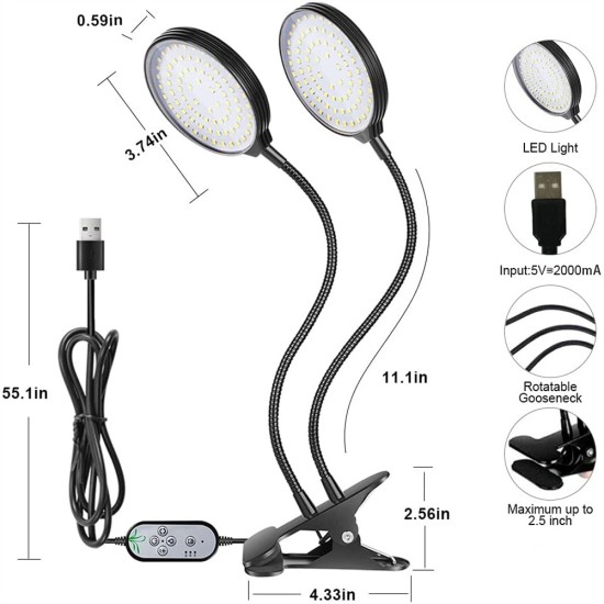 30w Grow Light 156 Leds Sunlike Full Spectrum Plant Growing Lamp Promoting Plant Growth For Indoor Plants 30W (2 heads)