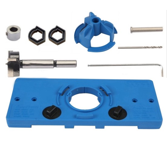 35Mm Concealed Hinge Drilling Jigs Hinge Hole Saw Jig Drilling Guide Locator Blue