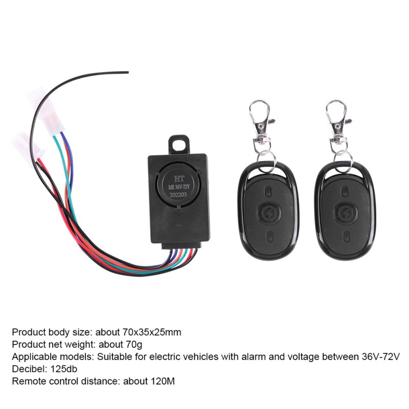 36-72V 125db Anti-theft Alarm System Intelligent Safety Anti-theft Remote Control Alarm Device For Scooter black 36-72V 125db Anti-theft Alarm System Intelligent Safety Anti-theft Remote Control Alarm Device For Scooter black