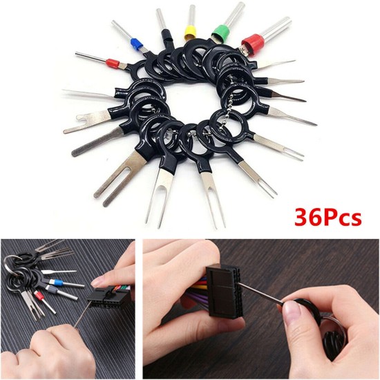 36Pcs Car Plug Terminal Remove Tool Set Key Pin Car Electrical Wire Crimp Connector Extractor Kit