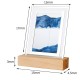 3D Glass Sandscape Hourglass Led Night Light Creative Quicksand Painting Atmosphere Light Table Lamp Blue