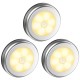 3Pcs 6LEDs Silver Color Round Shape Induction Round Shape Light for Cabinet Closet  Warm White_6LED