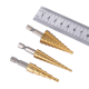 3pcs Hss Titanium Coated Step Drill  Bit Drilling Power Tools Wood Hole Cutter Cone Drill 4-12