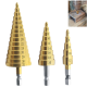 3pcs Hss Titanium Coated Step Drill  Bit Drilling Power Tools Wood Hole Cutter Cone Drill 4-32