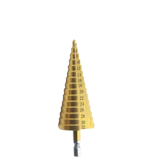 3pcs Hss Titanium Coated Step Drill  Bit Drilling Power Tools Wood Hole Cutter Cone Drill 4-32