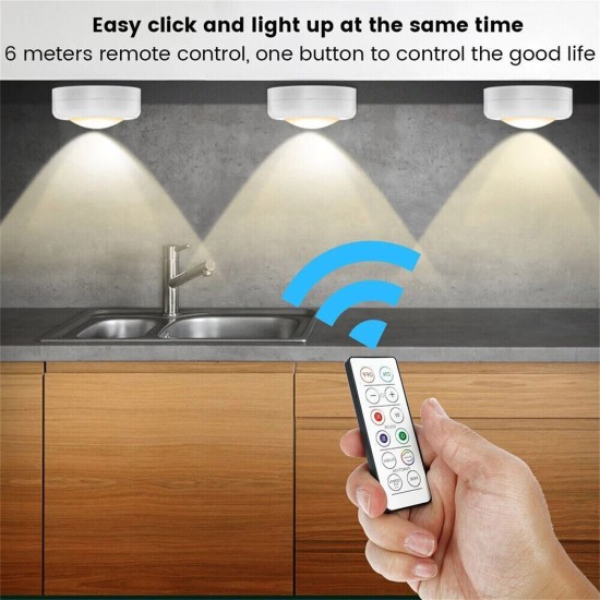 3pcs Led Puck Light With Remote Control 80 Lumens Kitchen Counter Light Wireless Cabinet Lighting Kit 1 remote contral 3 lights