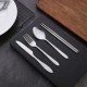 4 Pcs/set Stainless Steel Cutlery Household Cutter Fork Chopsticks Spoon For Restaurant Red box