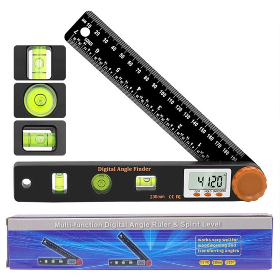 4-in-1 Woodworking Angle Ruler with Spirit Level Multi-purpose Digital Display Protractor Tools