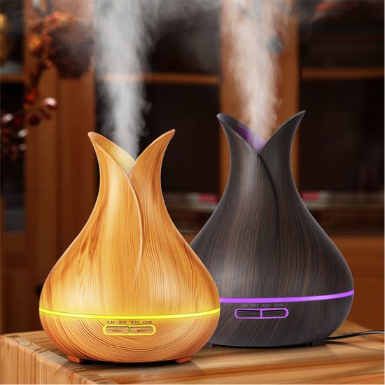 400ML Wooden Aroma Essential Oil Diffuser Mist Humidifier Aromatherapy Diffuser with Remote Control for Home Mist Maker EU Plug