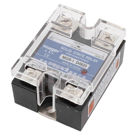 40A 3-32VDC to 24-480V AC Solid-state Relay SSR + Transparent Cover MGR-1D4825 40A