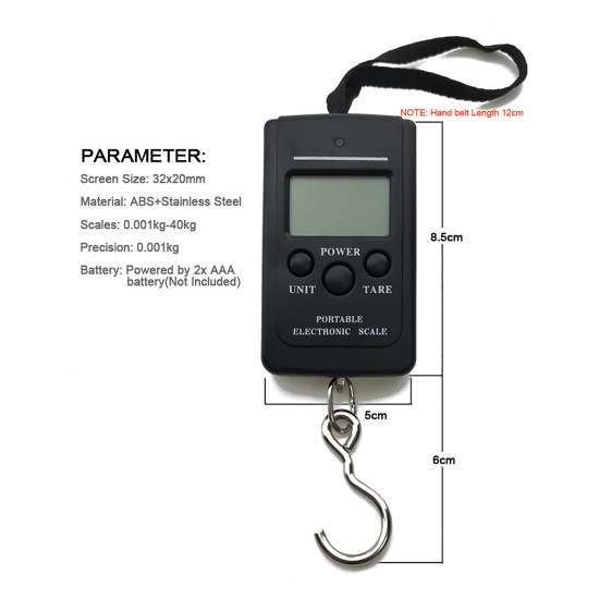 40kg 88lb Handheld Digital Scales Portable with Backlight 0.001kg Accuracy