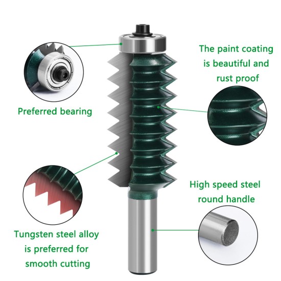 45# Steel 12mm Shank Woodworking Milling Cutter Multi-tooth Wood Carving