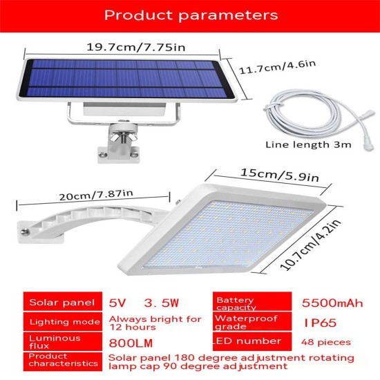 48led Outdoor Led Solar Light Intelligent Automatic Street Lamp with Solar Panel black shell