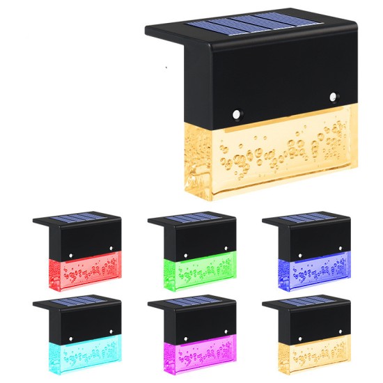 4PCS RGB+Warm White Solar Lamp Path Stair Step Outdoor Waterproof LED Garden Landscape Light Black (4pcs white boxes)