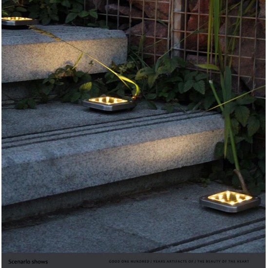 4Pcs 8LEDs Solar Powered Buried Light Underground Lamp for Outdoor Path Way Patio Garden Yard warm light