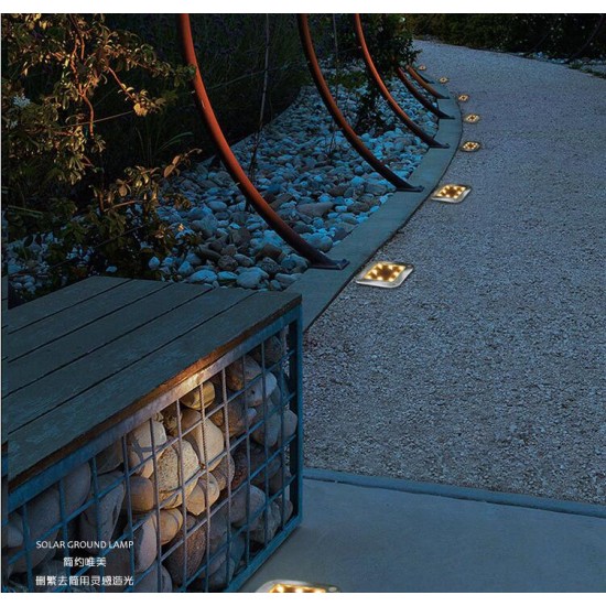 4Pcs 8LEDs Solar Powered Buried Light Underground Lamp for Outdoor Path Way Patio Garden Yard white light