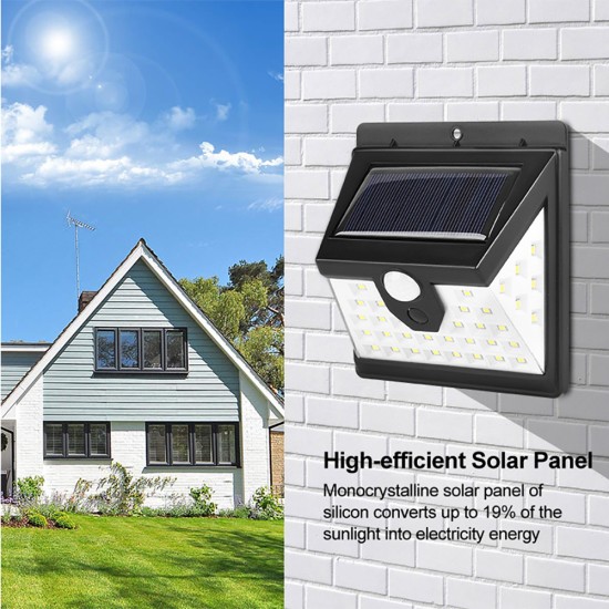 4Pcs Solar Powered Wall Lamp Motion Sensor 40LEDs IP65 Waterproof for Outdoor Garden Yard