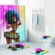 4Pcs/Set Stylish African Women Series Pattern Bath Set Shower Curtain Non-Slip Toilet Pad Cover Bath MatE9AL