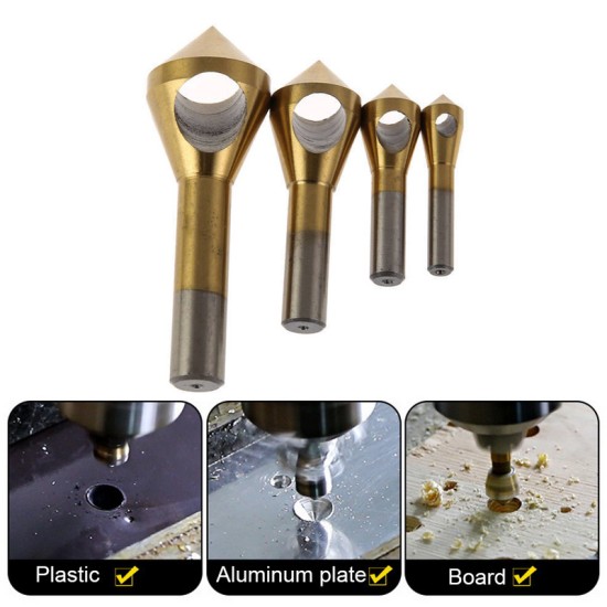 4pcs Countersink Deburring Drill Bits Taper Hole Cutter Chamfering Tools 2-20mm titanium plated