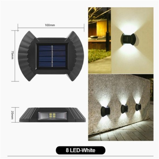 4pcs Led Outdoor Solar Lamp Intelligent Sensor Waterproof Automatic Wall Lamp 2LED Warm White