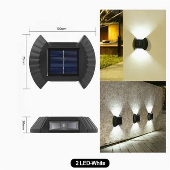 4pcs Led Outdoor Solar Lamp Intelligent Sensor Waterproof Automatic Wall Lamp 2LED Warm White