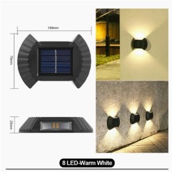 4pcs Led Outdoor Solar Lamp Intelligent Sensor Waterproof Automatic Wall Lamp 8LED Warm White