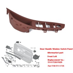 4pcs/set Door Handle Window Switch Panel for BMW 5 Series F10 F18 520 523 525 brownish red