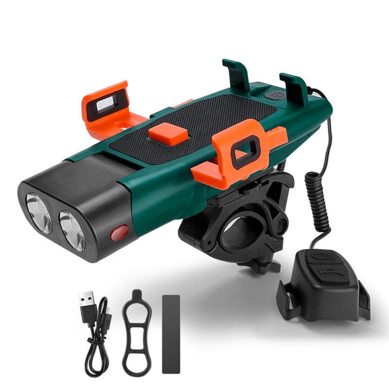 5 In 1 Multifunctional Bicycle Head Light, Bicycle Front Light, Horns, Mobilephone Holder, Recharge Pal, Warming Light Design With 3000mAh Lithium Battery For Cycling B turquoise 5 In 1 Multifunctional Bicycle Head Light, Bicycle Front Light, Horns, Mobilephone Holder, Recharge Pal, Warming Light Design With 3000mAh Lithium Battery For Cycling B turquoise