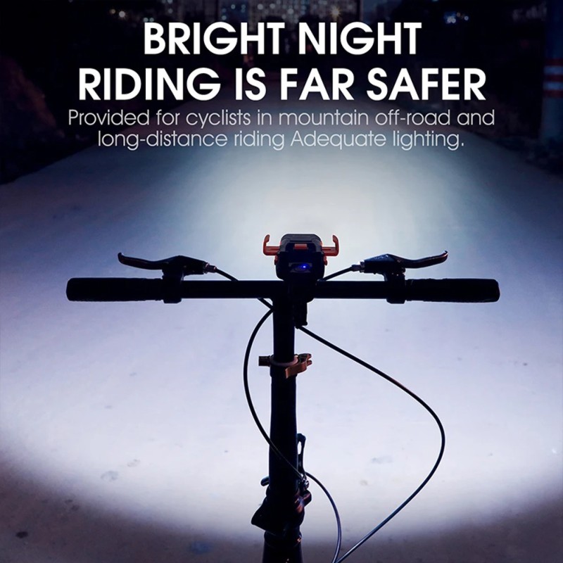5 In 1 Multifunctional Bicycle Head Light, Bicycle Front Light, Horns, Mobilephone Holder, Recharge Pal, Warming Light Design With 3000mAh Lithium Battery For Cycling B turquoise 5 In 1 Multifunctional Bicycle Head Light, Bicycle Front Light, Horns, Mobilephone Holder, Recharge Pal, Warming Light Design With 3000mAh Lithium Battery For Cycling B turquoise