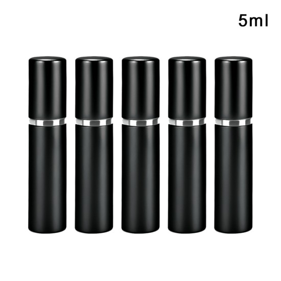 5 Pcs/set 5ml Travel Cosmetic Bottle Portable Anodized Aluminum Empty Perfume Sub-bottle black