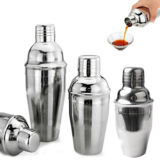 5 Pcs/set Stainless Steel Cocktail  Shaker  Set Shaker + Mixing Spoon + Ice Forceps + Filter + Measuring Cup Reusable Professional Bartending Tool 750ML